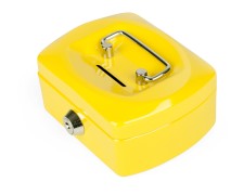Geldkassette Spardose mit Sparschlitz mit entnehmbaren Mnzfach 125 mm, gelb
