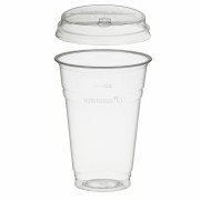 BIO Trinkbecher 400ml + Deckel mit Klappffnung aus Biokunststoff (PLA) 100 Stk.