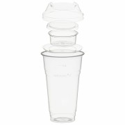 BIO Trinkbecher 500ml+Domdeckel+ 90ml Einsatzbecher stapelbar PLA, 100 Stk.