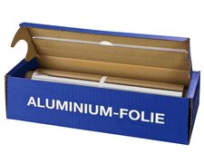 Alufolie in praktischer Spenderbox mit Abreiss-Schiene, 44 cm x 150 m, 11 my