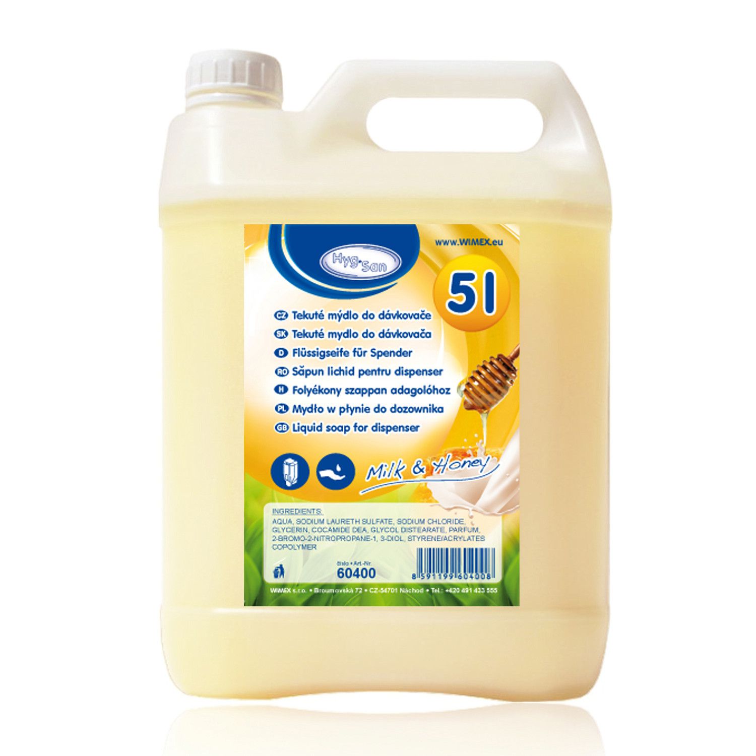 HYGSOFT Flssigseife fr Spender Milch & Honig, 5 Liter