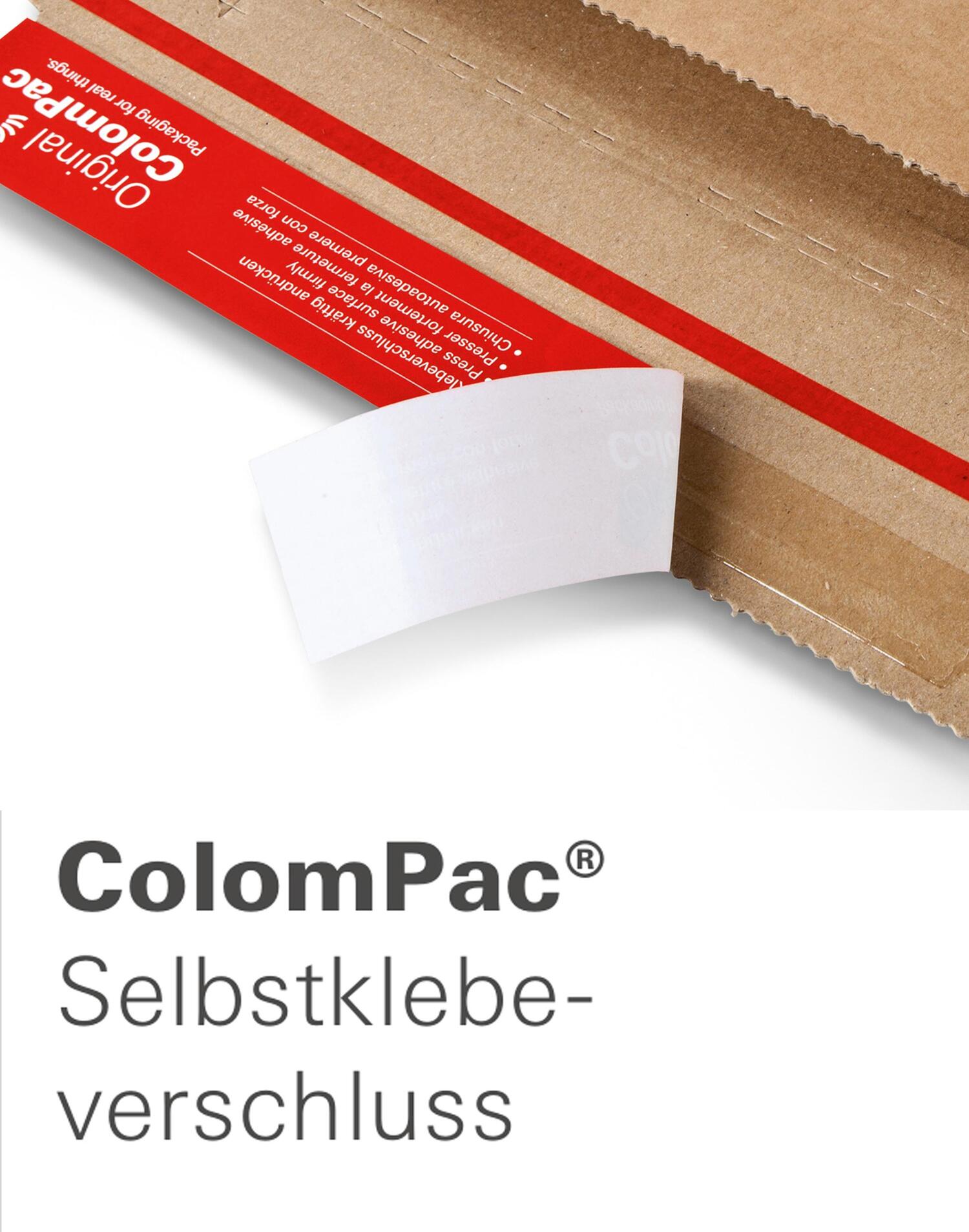 ColomPac Universalverpackung Wickelverpackung starke B-Welle 271 x 165 x -75mm mit Selbstklebeverschluss & Aufreifaden