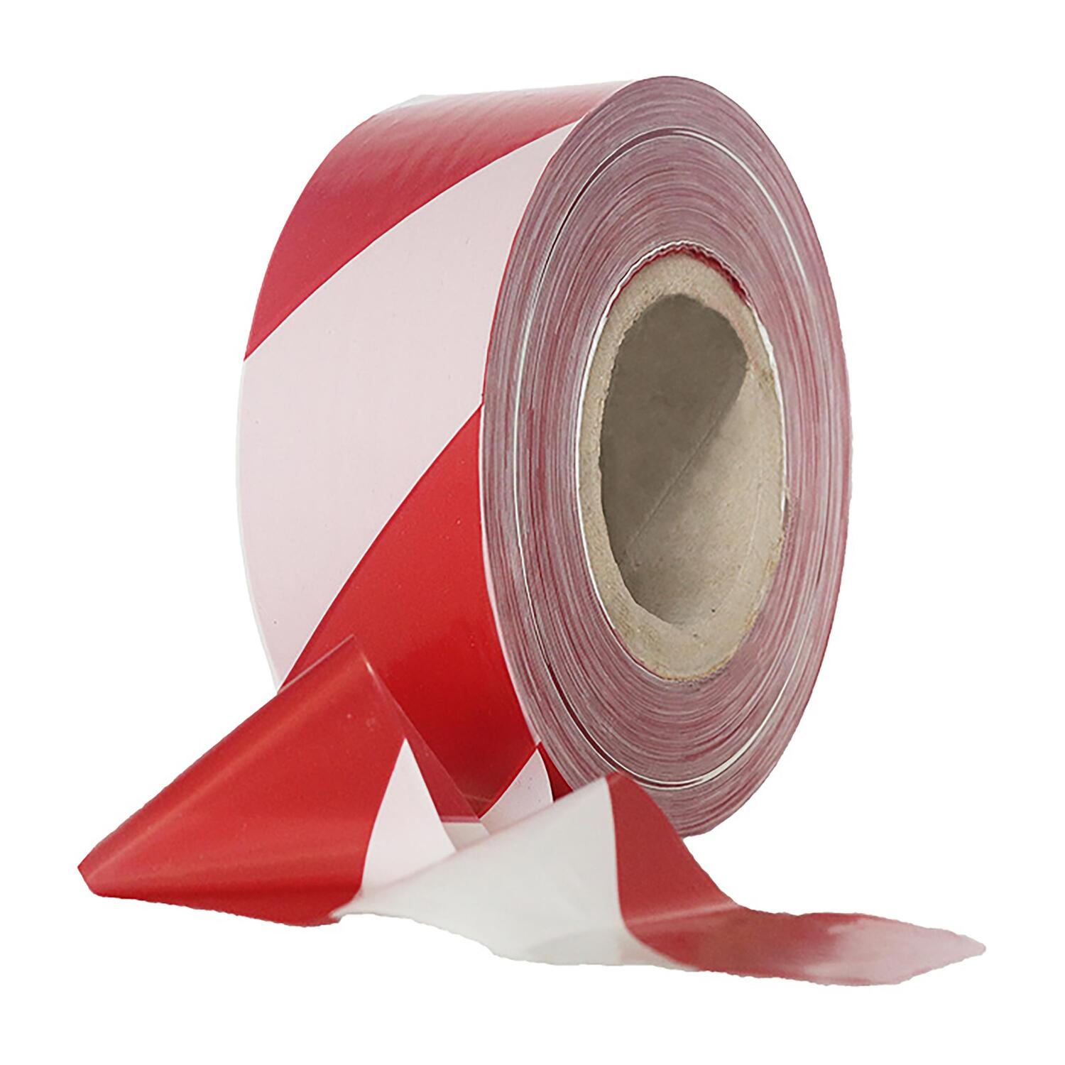 Absperrband STRONG rot wei� gestreift 35 my 75 mm breit 500 m 100 % Rezyklat