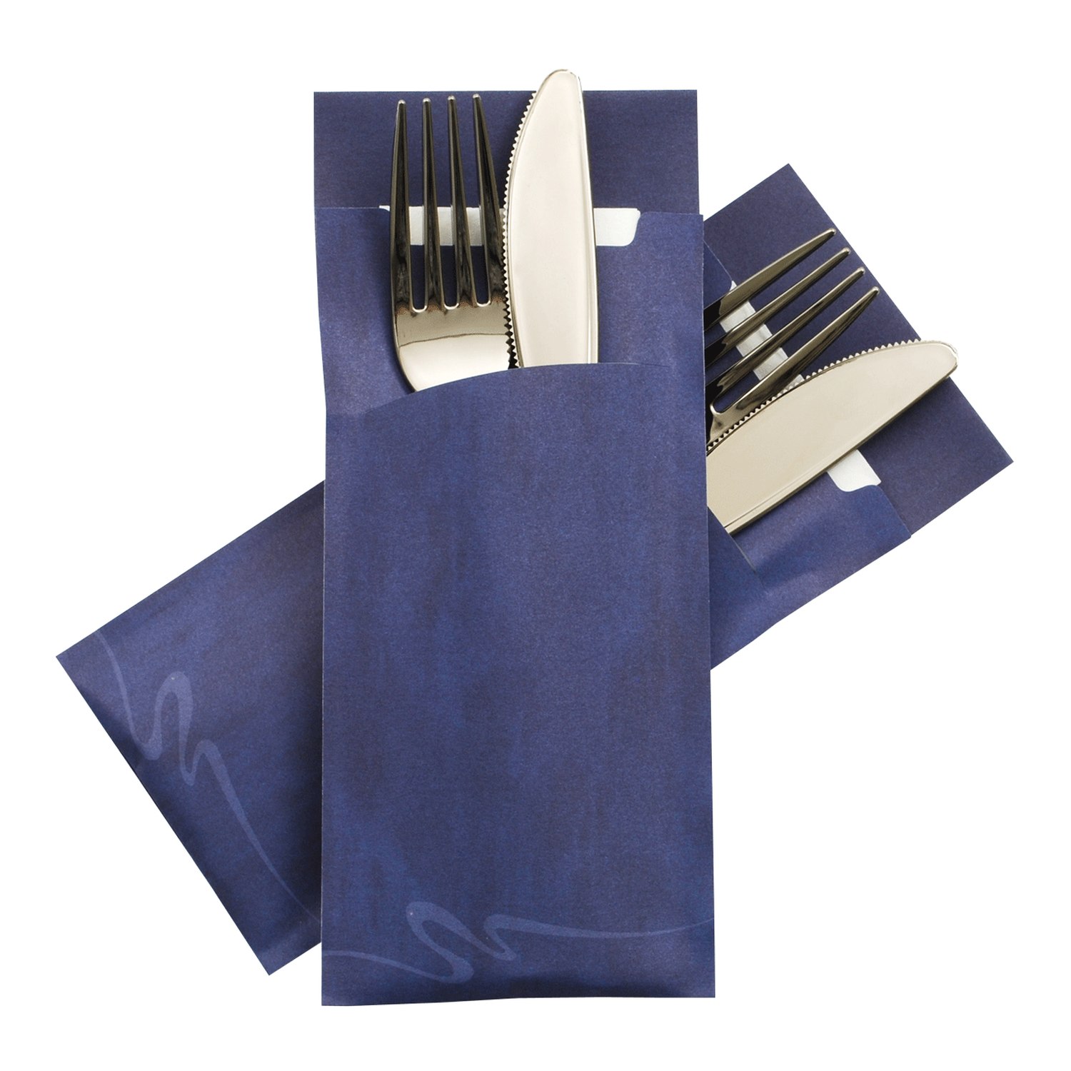 Pochetto Bestecktaschen 200x85mm blau marmor inkl. Serviette, 520 Stk.