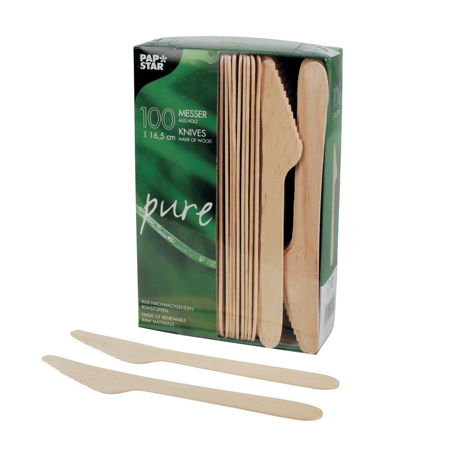 PAPSTAR pure Holzmesser 16,5 cm, 100 Stk.