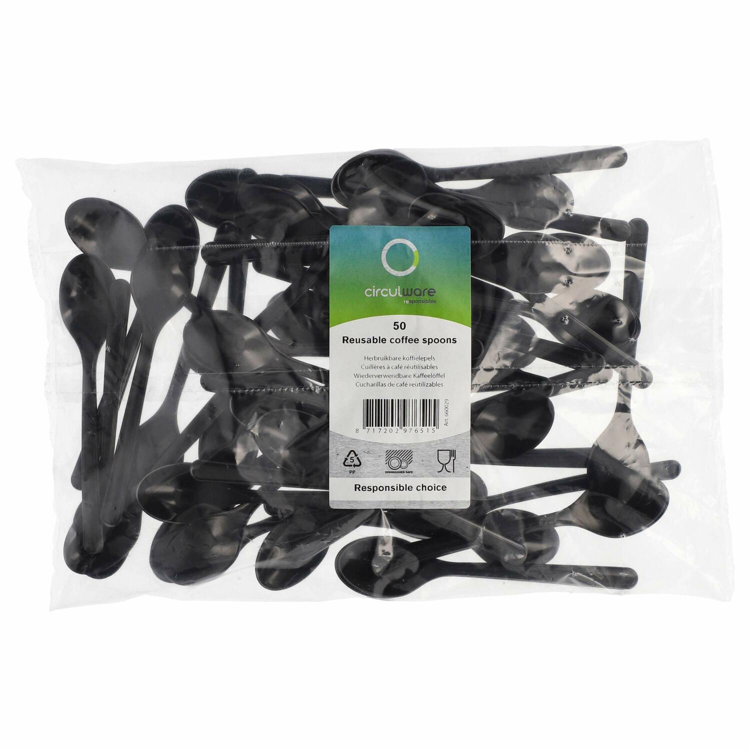 BIO-Kaffeelffel Mehrweg 130mm aus BIO-PP extra stabil schwarz, 50 Stk.