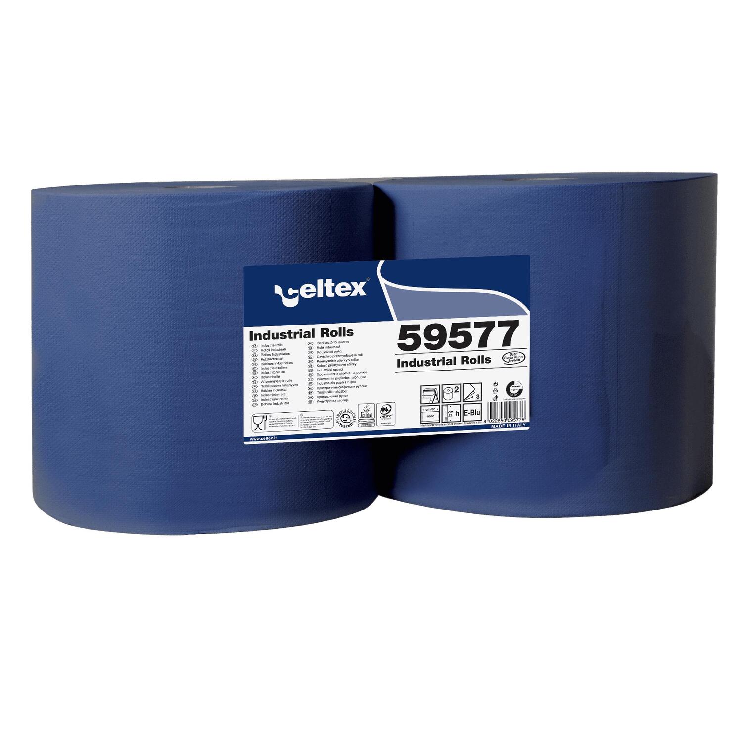 Celtex Putzpapier 3-lagig 22x36 cm blau, 2 Rollen je 1000 Blatt