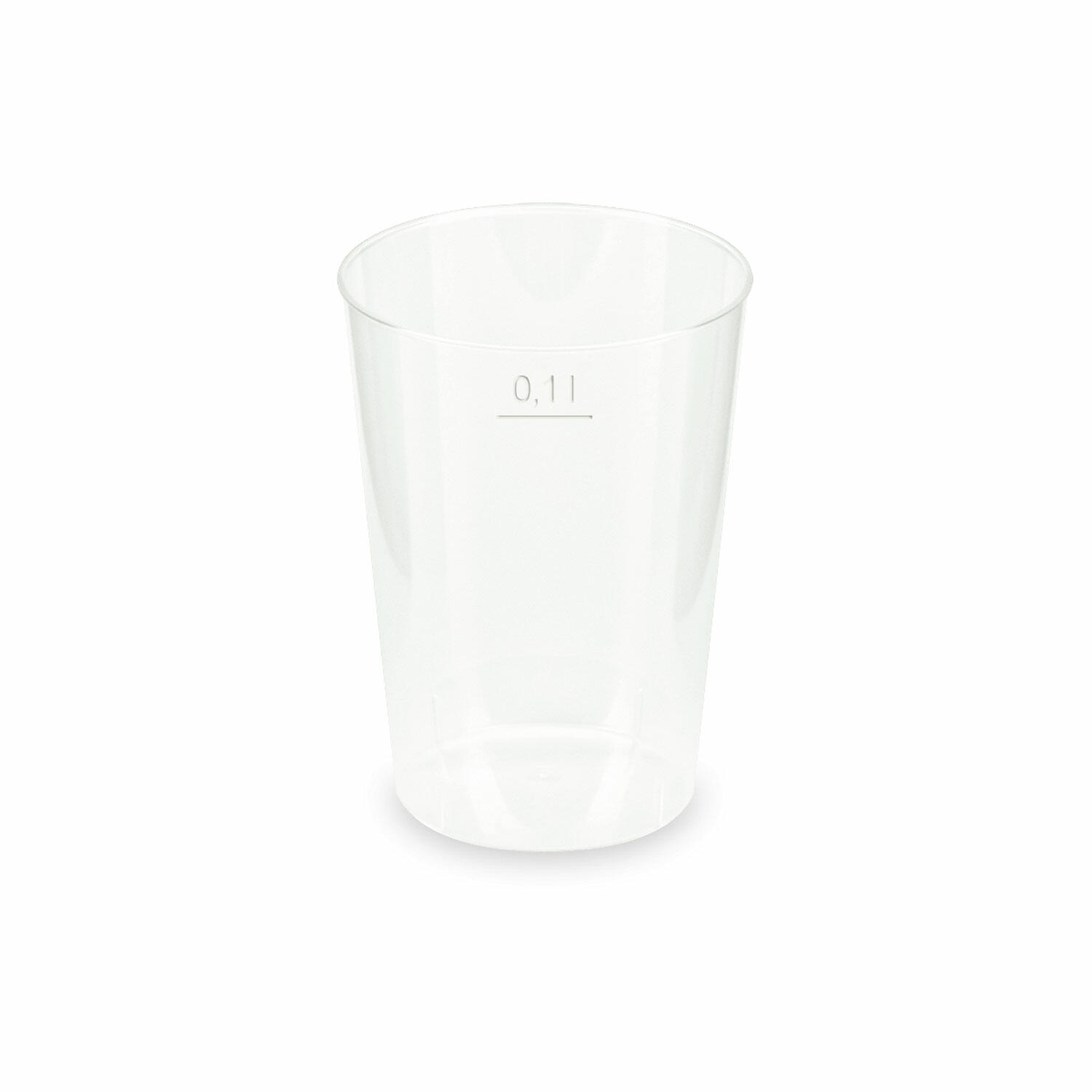 Mehrwegbecher Pfandbecher transparent PP Eichstrich 0,1 l  5,5 cm,  40 Stk.