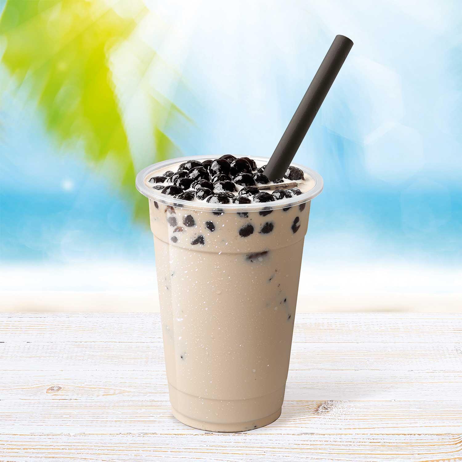 Papiertrinkhalme fr BUBBLE TEA JUMBO schwarz, einzeln gehllt 21cm 12 mm, 100 Stk.