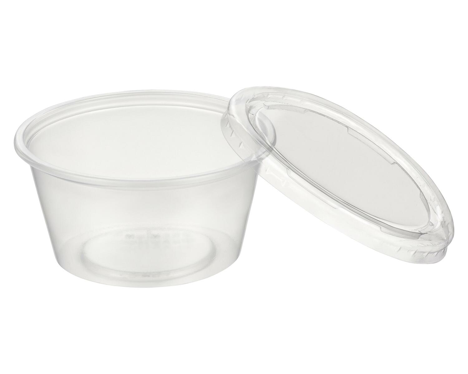 Dressingbecher Saucenbecher 80ml, transparent mit Deckel, aus PP, 50 Stk.