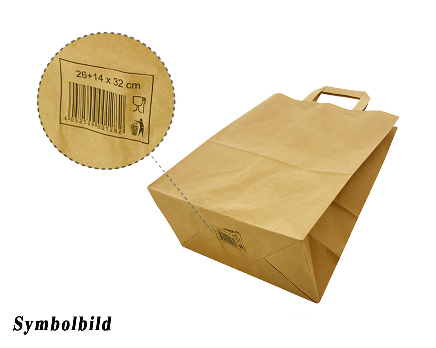 GASTRO Papiertragetaschen 39 x 32 x 16 cm mit EAN-Code braun,  50 Stk.